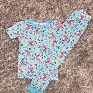 Kids Pajamas with Unicorn Print - Blue and Pink
